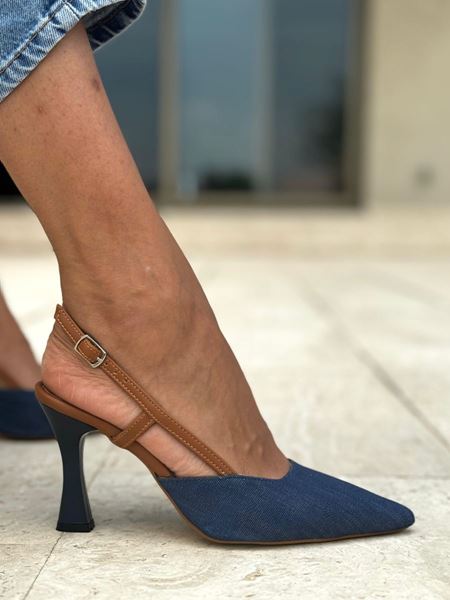 Estelle Lacivert Kot Orta Topuklu(8 cm) Klasik Topuklu Kadın Ayakkabı