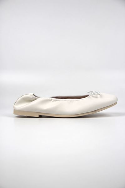 Uliana Kadın Köşeli Burun Fiyonklu Esnek Taban Katlanabilir Beyaz Babet Ayakkabı