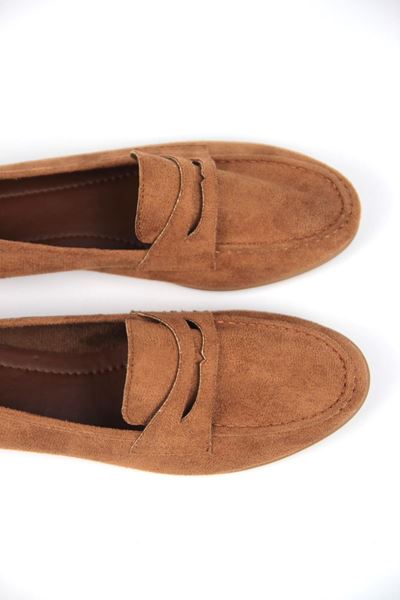 Mandy Kadın Yuvarlak Burun Açık Kahve Süet Loafer Ayakkabı