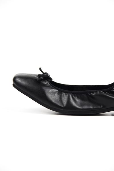 Uliana Kadın Köşeli Burun Fiyonklu Esnek Taban Katlanabilir Siyah Babet Ayakkabı