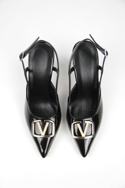 Clara Siyah Rugan Orta Topuklu(8 cm) Klasik Topuklu Ayakkabı