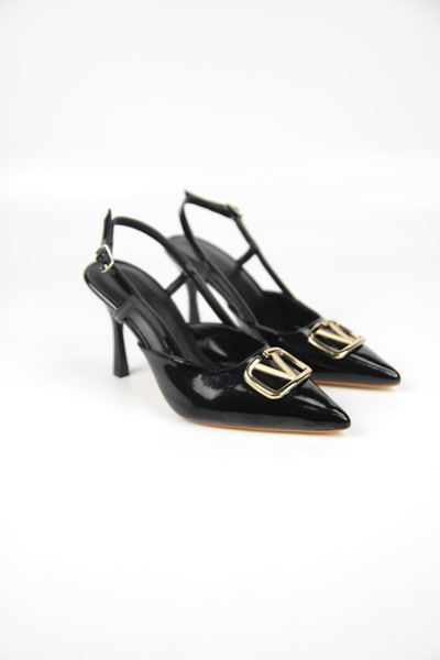 Clara Siyah Rugan Orta Topuklu(8 cm) Klasik Topuklu Ayakkabı