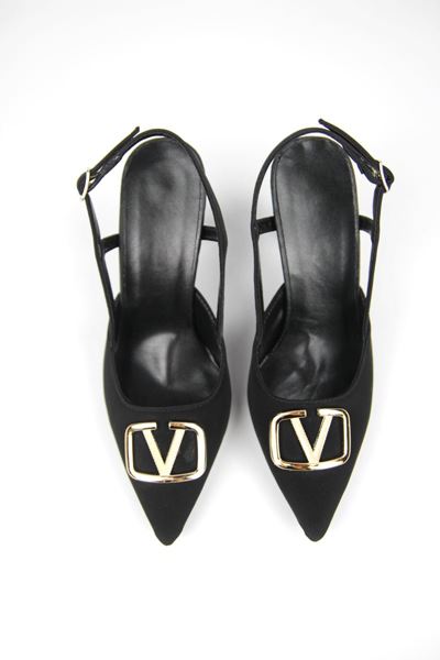 Clara Siyah Süet Orta Topuklu(8 cm) Klasik Topuklu Ayakkabı