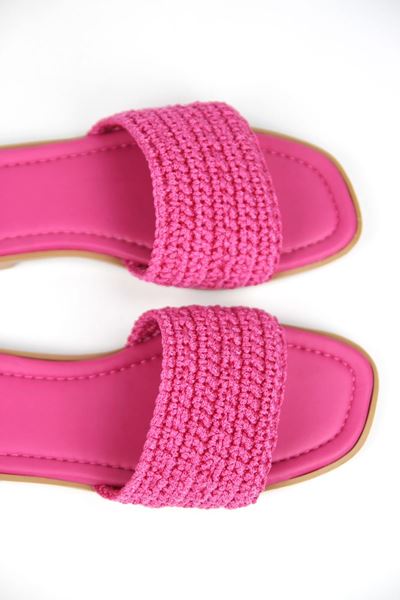 Joyce Kadın El Örgü Fuşya Terlik