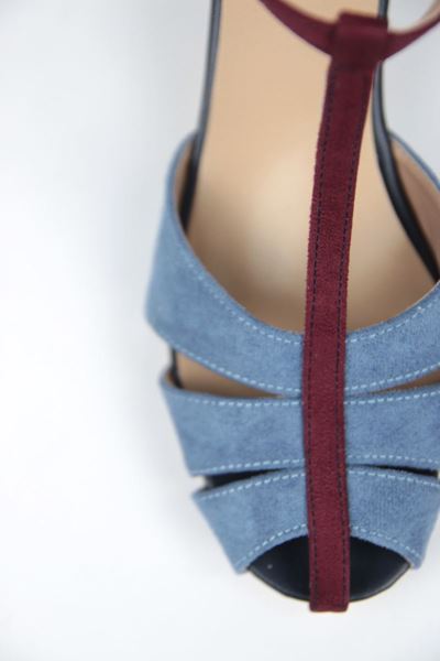 Queenn Kadın Klasik Kısa Topuklu (4-6 cm) Ayakkabı Mavi Süet