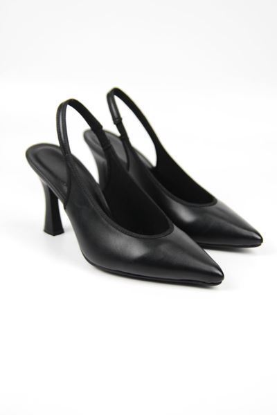 Texass Siyah Cilt Orta Topuklu (8 cm) Topuklu Ayakkabı