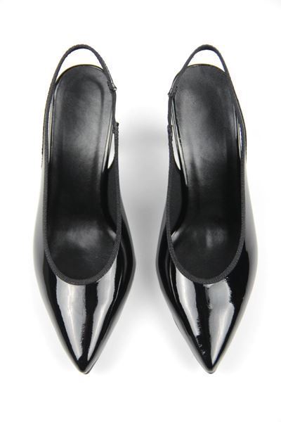 Texass Parlak Siyah Cilt Orta Topuklu (8 cm) Topuklu Ayakkabı