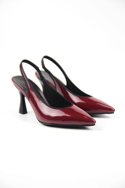 Texass Bordo Cilt Orta Topuklu (8 cm)  Kadın Topuklu Ayakkabı