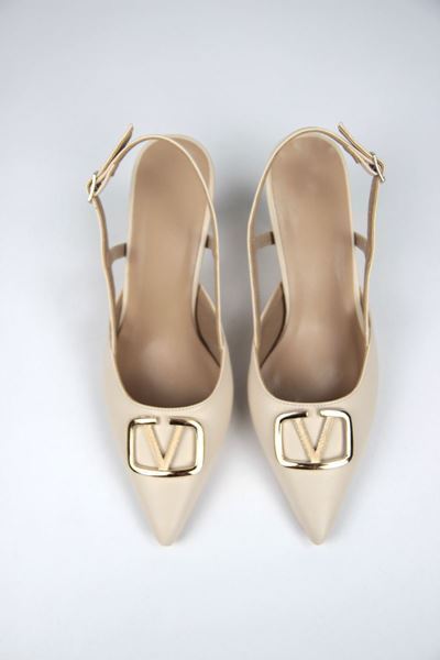 Claraa Bej Cilt V Toka Orta Topuklu(6-8 cm) Klasik Topuklu Ayakkabı