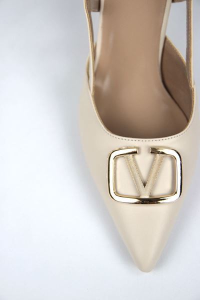 Claraa Bej Cilt V Toka Orta Topuklu(6-8 cm) Klasik Topuklu Ayakkabı