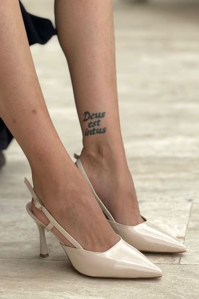 Clara Bej Rugan Düz  Orta Topuklu(8 cm) Klasik Topuklu Ayakkabı