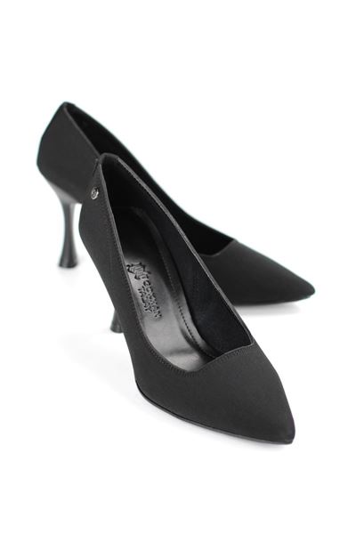 Jimena Esnek Yumuşak Kaymaz Taban (8 cm) Siyah Süet Kadın Topuklu Ayakkabı