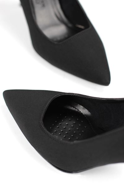 Jimena Esnek Yumuşak Kaymaz Taban (8 cm) Siyah Süet Kadın Topuklu Ayakkabı