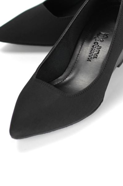 Pia Esnek Yumuşak Kaymaz Taban (4 cm) Kadın Dolgu Topuk Siyah Süet Ayakkabı