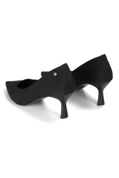 Zelia Esnek Yumuşak Kaymaz Taban (4 cm) Siyah Süet Kadın Topuklu Ayakkabı