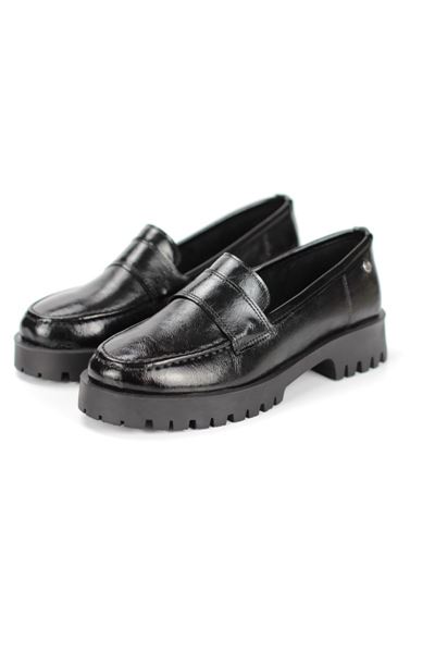 Vera Siyah Rugan Düz Loafer Kadın Ayakkabı