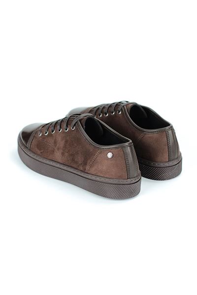 Zeta Kahverengi Süet- Rugan Detaylı  Kadın Sneaker Spor Ayakkabı