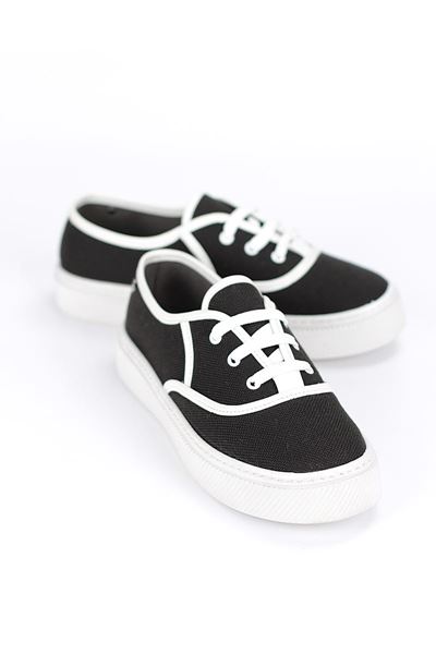 Sage Siyah-Beyaz Keten Kadın Sneaker Spor Ayakkabı