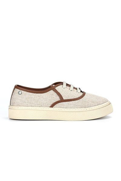 Sage Bej Keten Kadın Sneaker Spor Ayakkabı