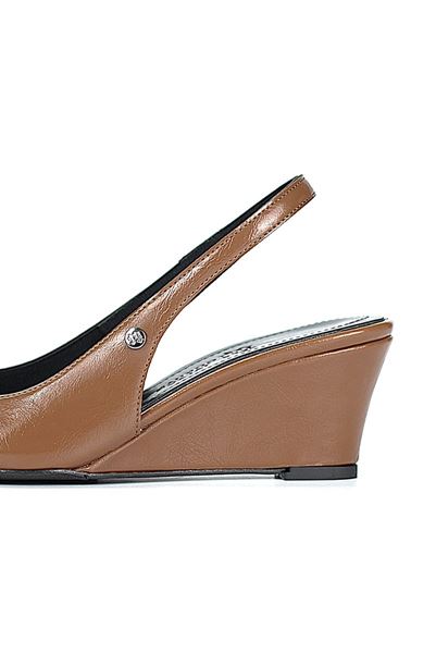 Belinda  Esnek Yumuşak Kaymaz Taban (4cm) Taba Rugan  Açık Lastikli Kadın Dolgu Topuklu Ayakkabı