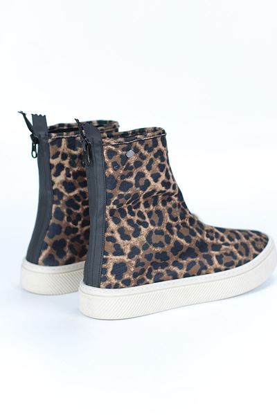 Lotus Leopar Arka Fermuarlı K adın Kısa Bot