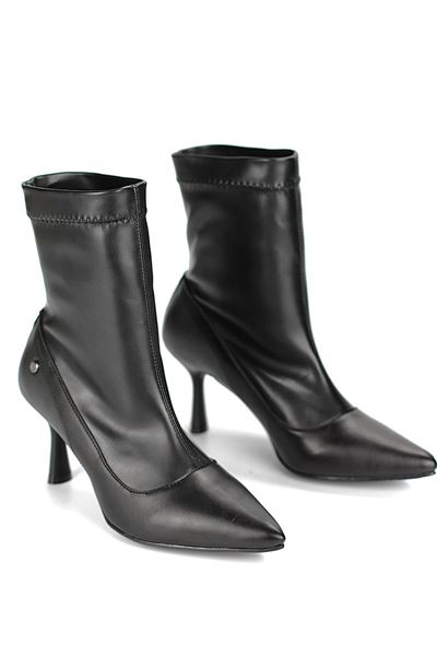 Celeste Siyah Cilt Esnek Yumuşak Kaymaz Taban (7cm) Streç Bot