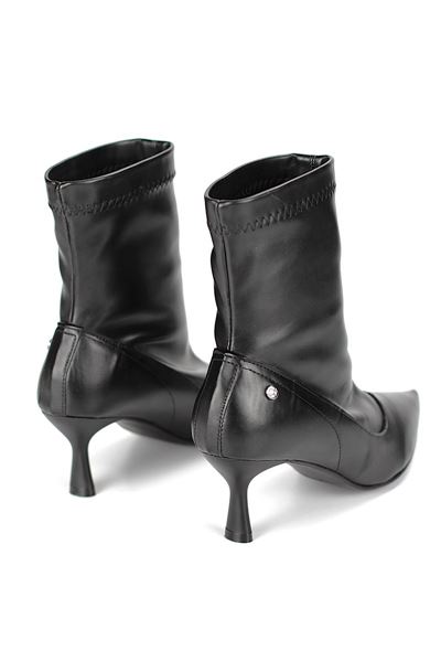 Sylvie Siyah Streç Bot Orta Topuklu(6 cm)