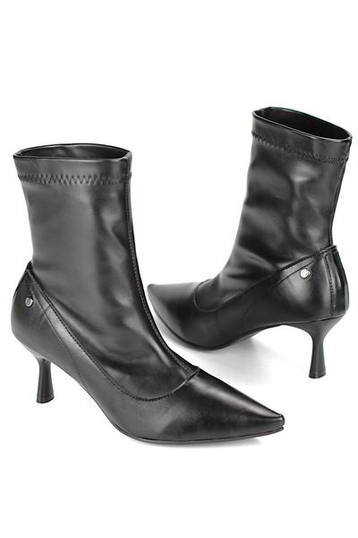 Sylvie Siyah Streç Bot Orta Topuklu(6 cm)