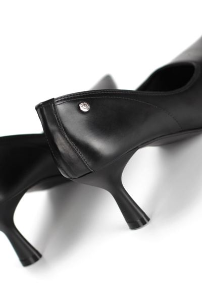 Abbey Siyah Cilt Orta Topuklu (4-6 cm) Klasik Topuklu Ayakkabı