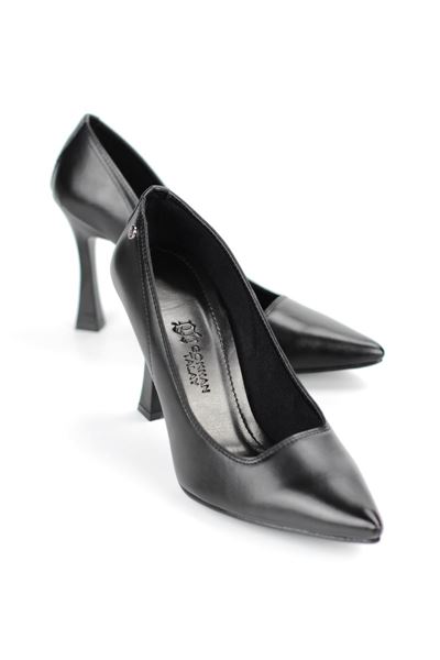 Ravyn Siyah Cilt Yüksek Topuklu (10 cm) Klasik Topuklu Ayakkabı
