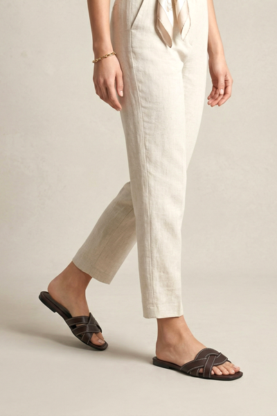 Diane Kadın Çapraz Geçme Dikişli Kahve Cilt Terlik