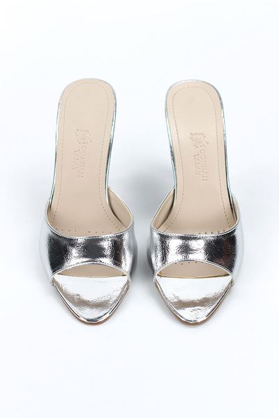 Zafira Esnek Yumuşak Kaymaz Taban (8 cm) Lame Metalik Kadın Topuklu Terlik