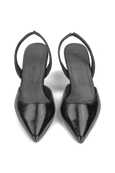 Jolie Esnek Kaymaz Taban Siyah Rugan Orta Topuklu(4-6 cm) Klasik Topuklu Ayakkabı