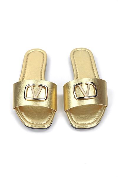 Zeritha Dore Metalik V Toka Detaylı Kadın Terlik