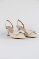 Ember Bej Cilt Fiyonklu Orta Topuklu(6 cm) Klasik Topuklu Ayakkabı