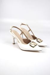 Clara Beyaz Cilt Orta Topuklu(8 cm) Klasik Topuklu Ayakkabı