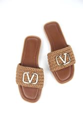 Joyce Kadın El Örgü V Toka Detaylı Taba Terlik