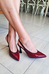 Texass Bordo Cilt Orta Topuklu (8 cm)  Kadın Topuklu Ayakkabı
