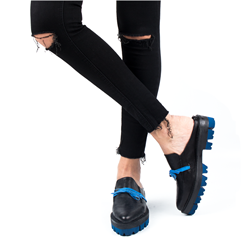 Signature K-Mavi Kurdela Deri Terlik