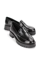 Vera Siyah Rugan Düz Loafer Kadın Ayakkabı