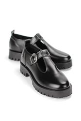 Scarlett Siyah Cillt Yan Tokalı Loafer Kadın Ayakkabı