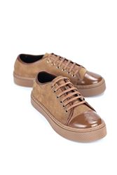 Zeta Taba Süet-Rugan Detaylı  Kadın Sneaker Spor Ayakkabı