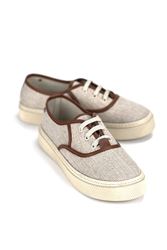 Sage Bej Keten Kadın Sneaker Spor Ayakkabı