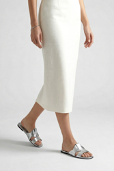 Venza Kadın Çapraz Geçme  Lame Metalik Cilt Terlik