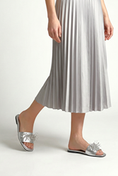 Jumana Lame Metalik El Yapımı Boncuk Detaylı Kadın Terlik