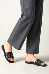 Lioren Siyah Rugan El Yapımı Yaprak Taş Detaylı Kadın Terlik